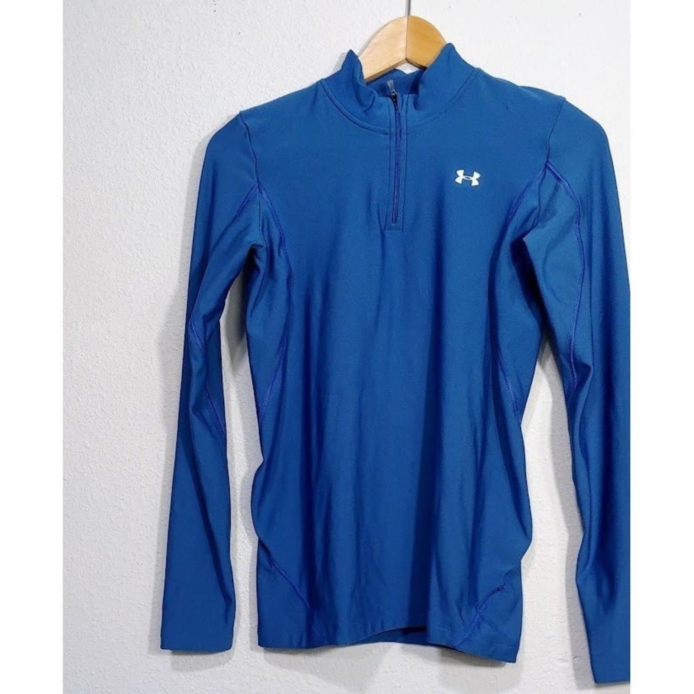 Under Armour Mens Medium Blue ColdGear Half Zip Long Sleeve Athletic Pullover - Picture 4 of 13